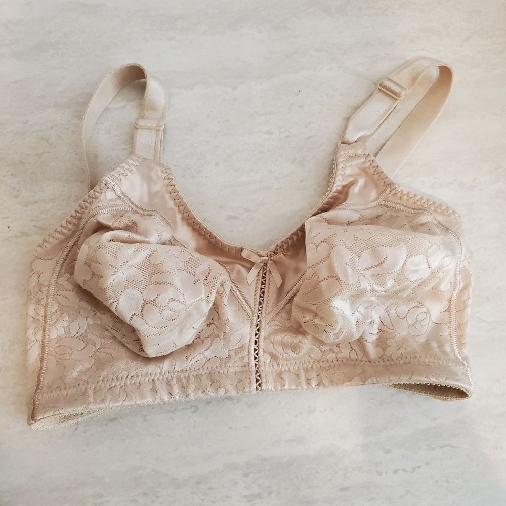 Bali Bra 34DD Wireless Adjustable straps‎ Unpadded Beige Lace Lightweight